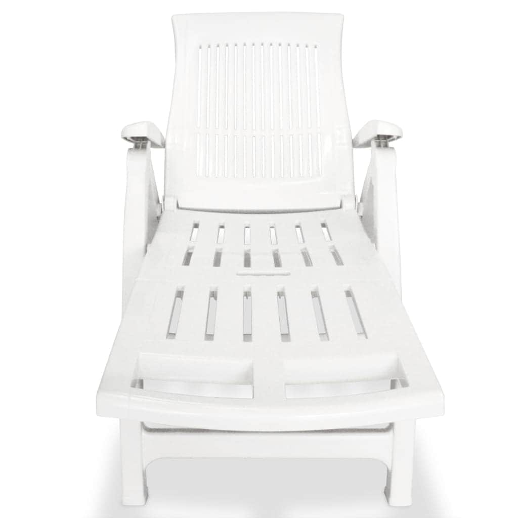 Sun Lounger with Footrest Plastic White - Simple deals