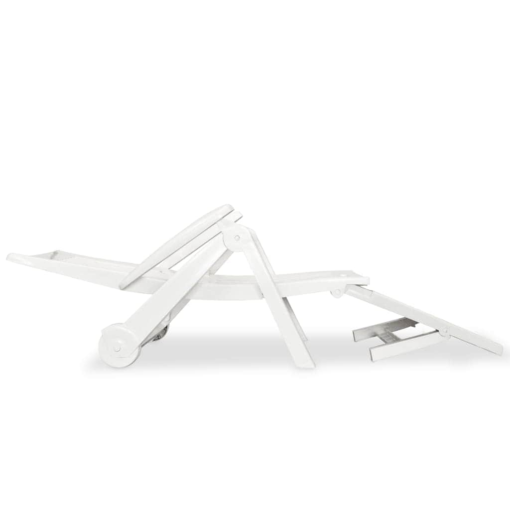 Sun Lounger with Footrest Plastic White - Simple deals
