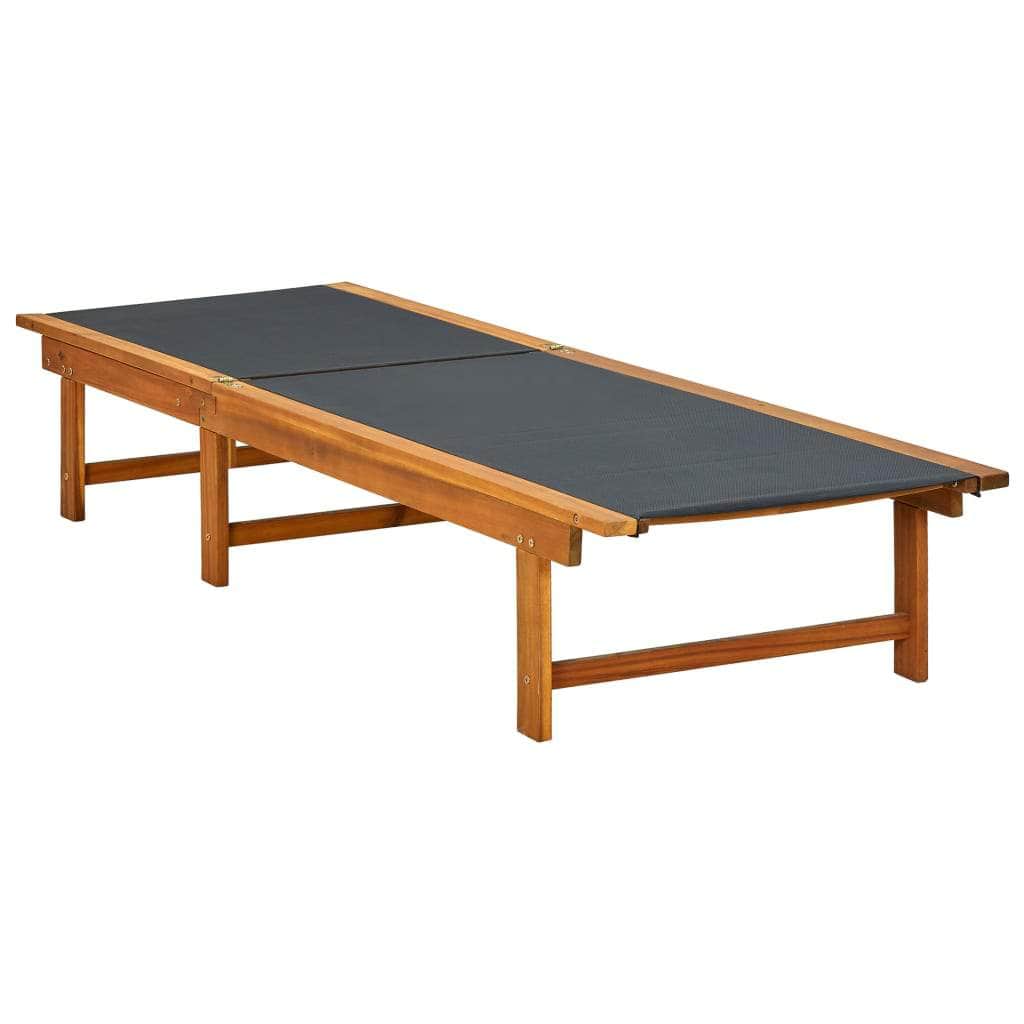 Sun Lounger with Table Solid Acacia Wood and Textilene - Simple deals