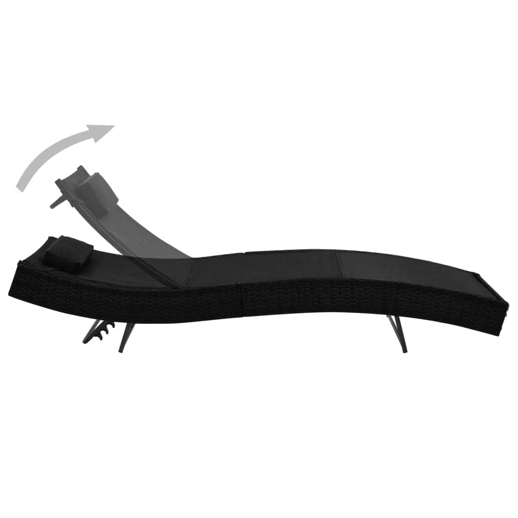 Sun Loungers 2 pcs with Table Poly Rattan and Textilene - Simple deals