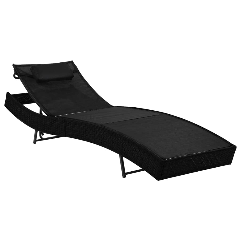Sun Loungers 2 pcs with Table Poly Rattan and Textilene - Simple deals