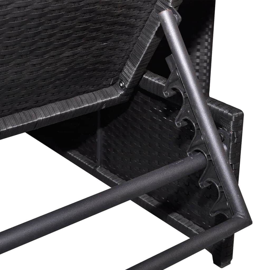 Sun Loungers 2 pcs with Table Poly Rattan Black - Simple deals