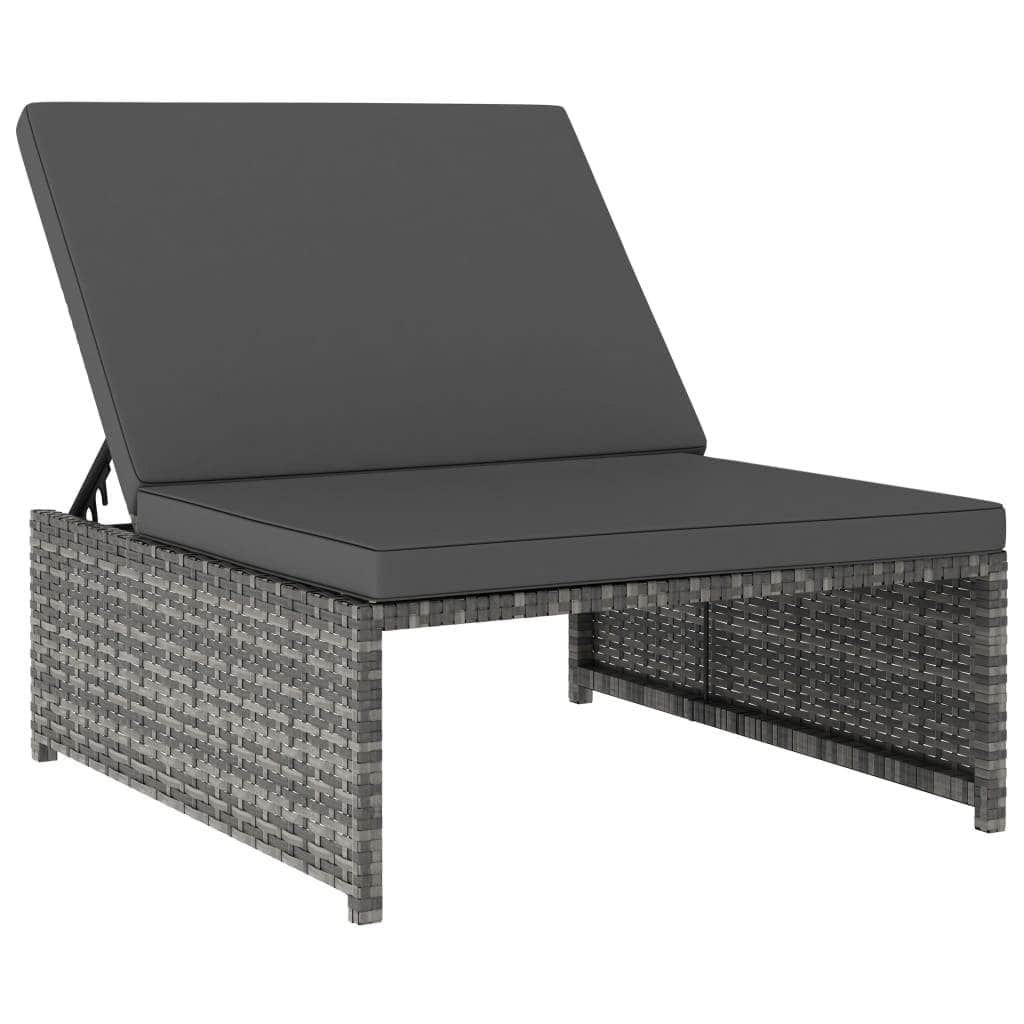 Sun Loungers - Sun Loungers 2 pcs with Table Poly Rattan Grey