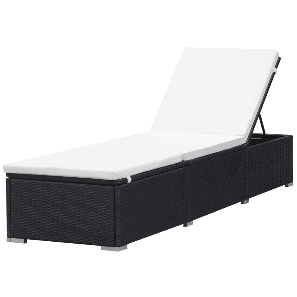 Sun Loungers with Cushions 2 pcs Poly Rattan Black