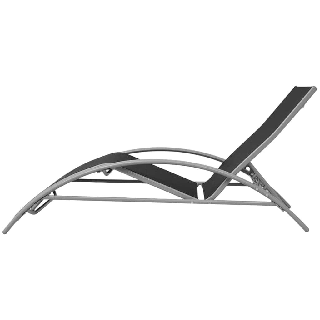 Sun Loungers with Table Aluminium Black - Simple deals