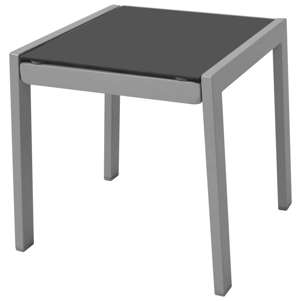 Sun Loungers with Table Aluminium Black - Simple deals