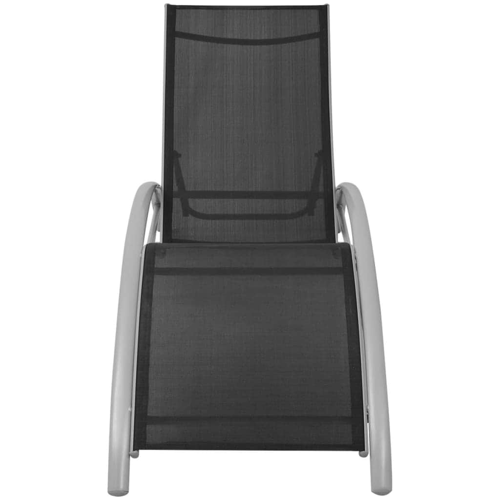 Sun Loungers with Umbrella Aluminium Black - Simple deals