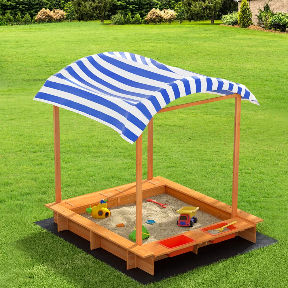 Wooden Sandpit with Canopy & Basin - 146cm | Sunny Kids Water Box