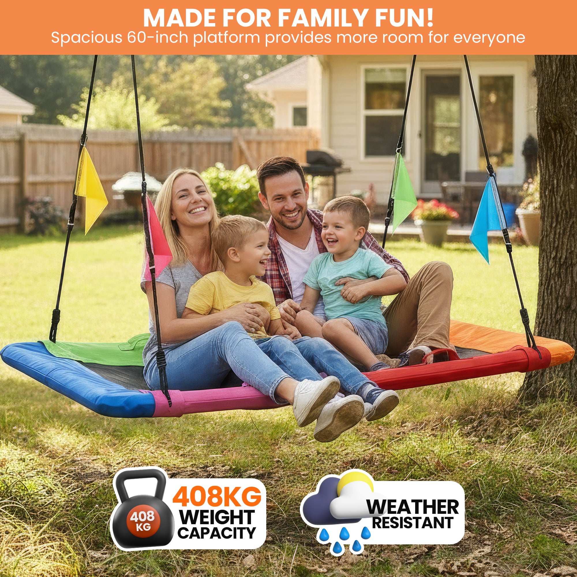 60 Inch Rectangle Tree Swing Foam Padded | Simpledeals