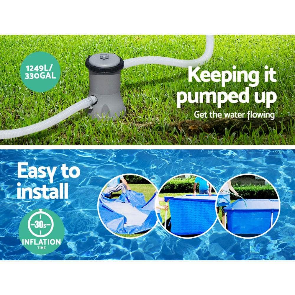 Swimming Pool 400X211X81Cm Steel Frame Above Ground Pools W/ Filter Pump 5700L