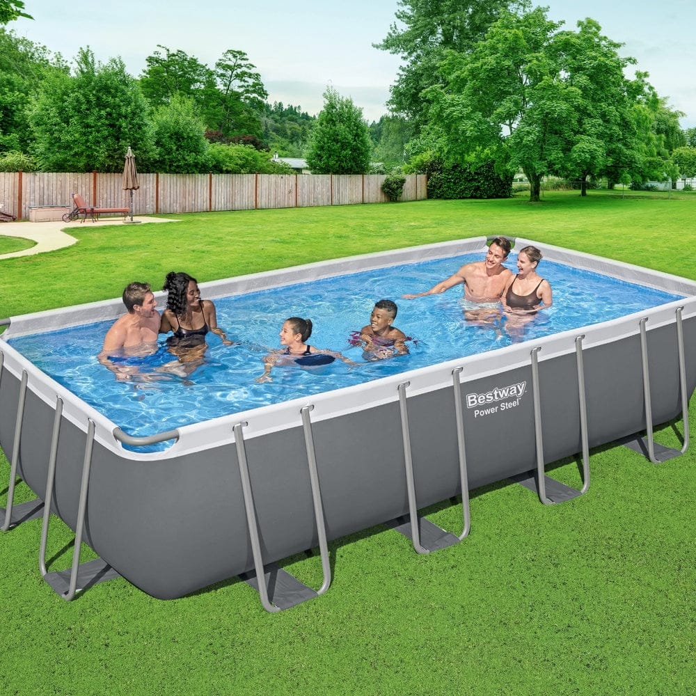 Steel Frame Above Ground Pool 549x274x122cm w/ Pump & Ladder, Swimming Pools