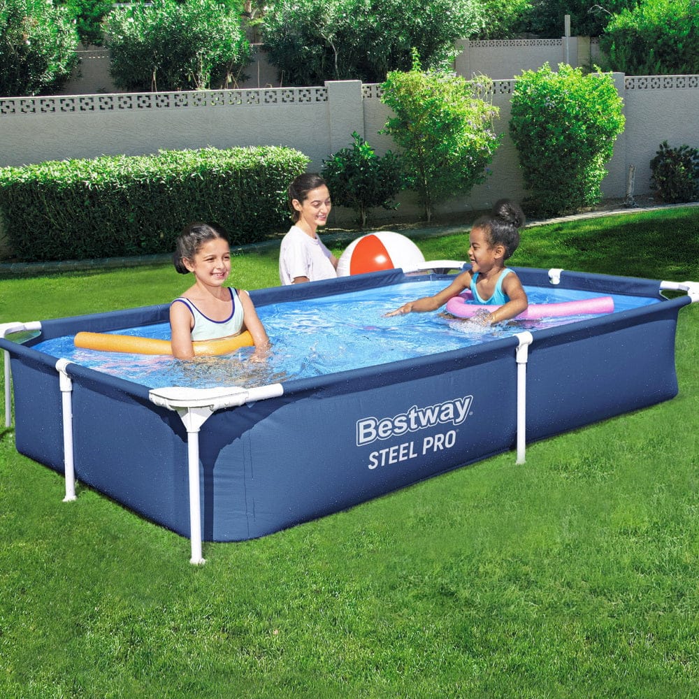 Swimming Pool 221X150X43Cm Steel Frame Above Ground Pools 1200L, Swimming Pools