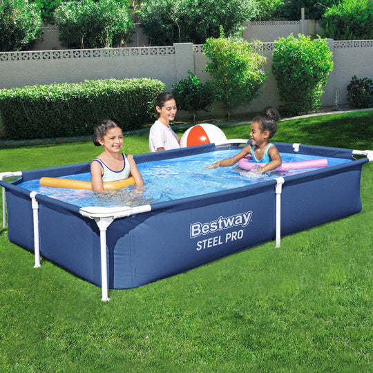 Swimming Pool 221X150X43Cm Steel Frame Above Ground Pools 1200L, Swimming Pools