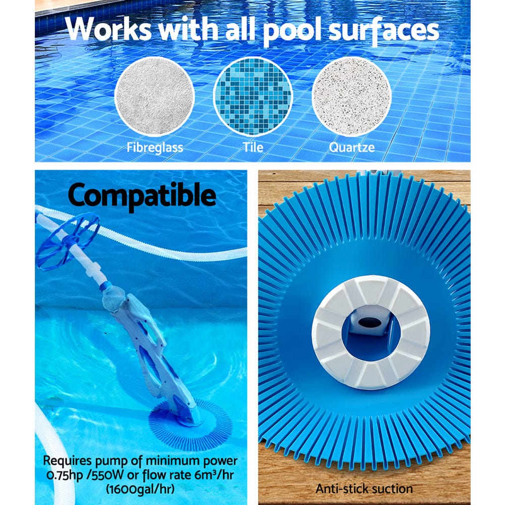 Swimming Pool Cleaner Automatic Vacuum Suction 10M Hose with Pool Sweeps & Vacuums
