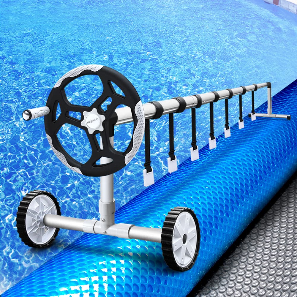 Aquabuddy Pool Cover 500 Micron 8x4.2m Swimming Pool Silver Solar Blanket 5.5m Roller, Covers Outdoor