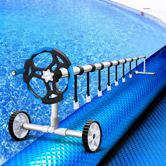 Aquabuddy 500 Micron Solar Pool Cover 11x4.8m Blue Roller - Swimming Pools Wheel Blanket
