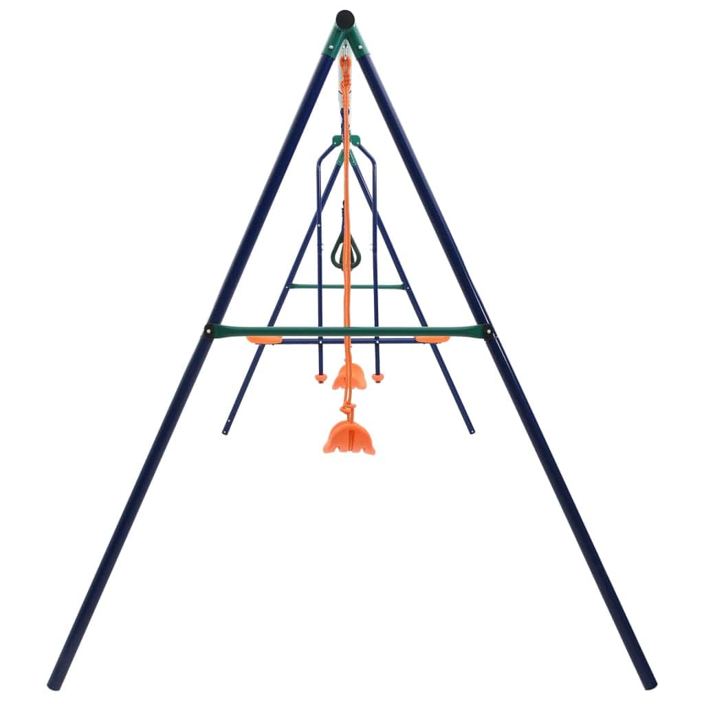 Swing Sets & Playsets - Swing Set with Gymnastic Rings and 4 Seats Steel