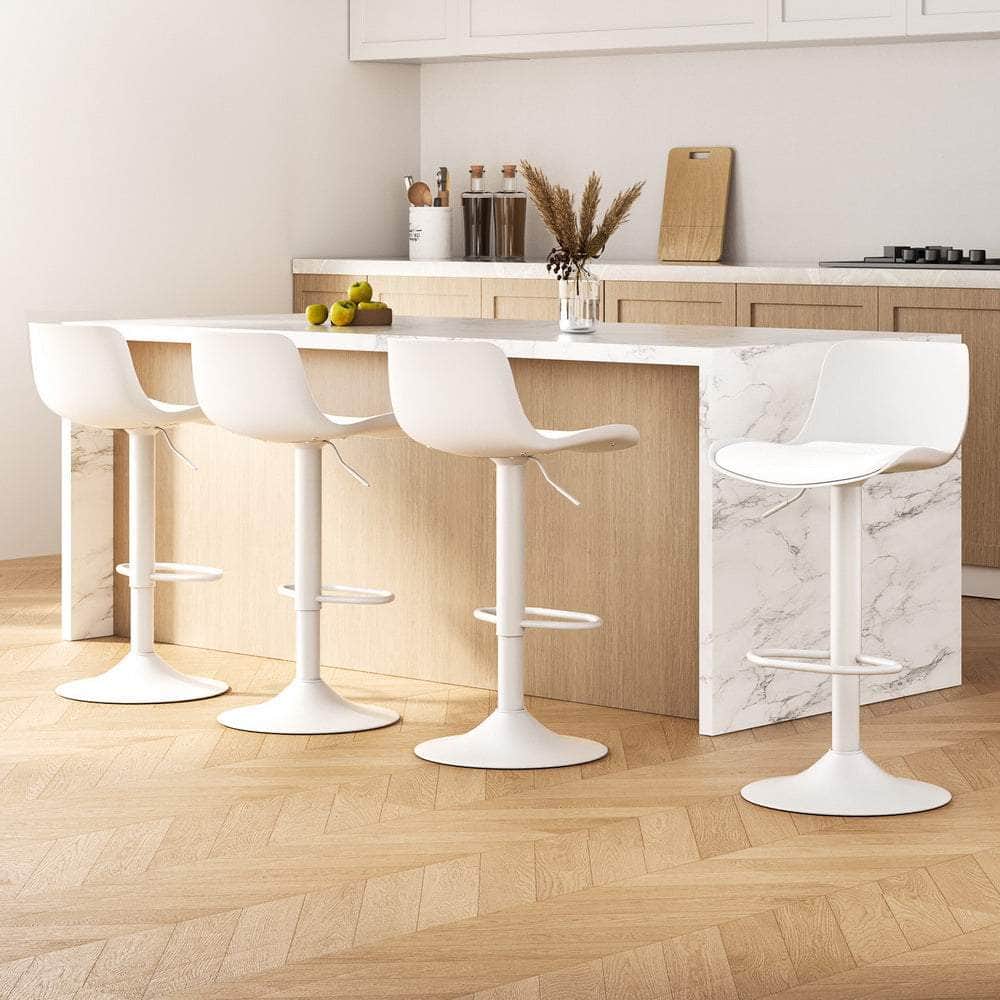 Swivel White Bar Stools - Gas Lift Modern Design