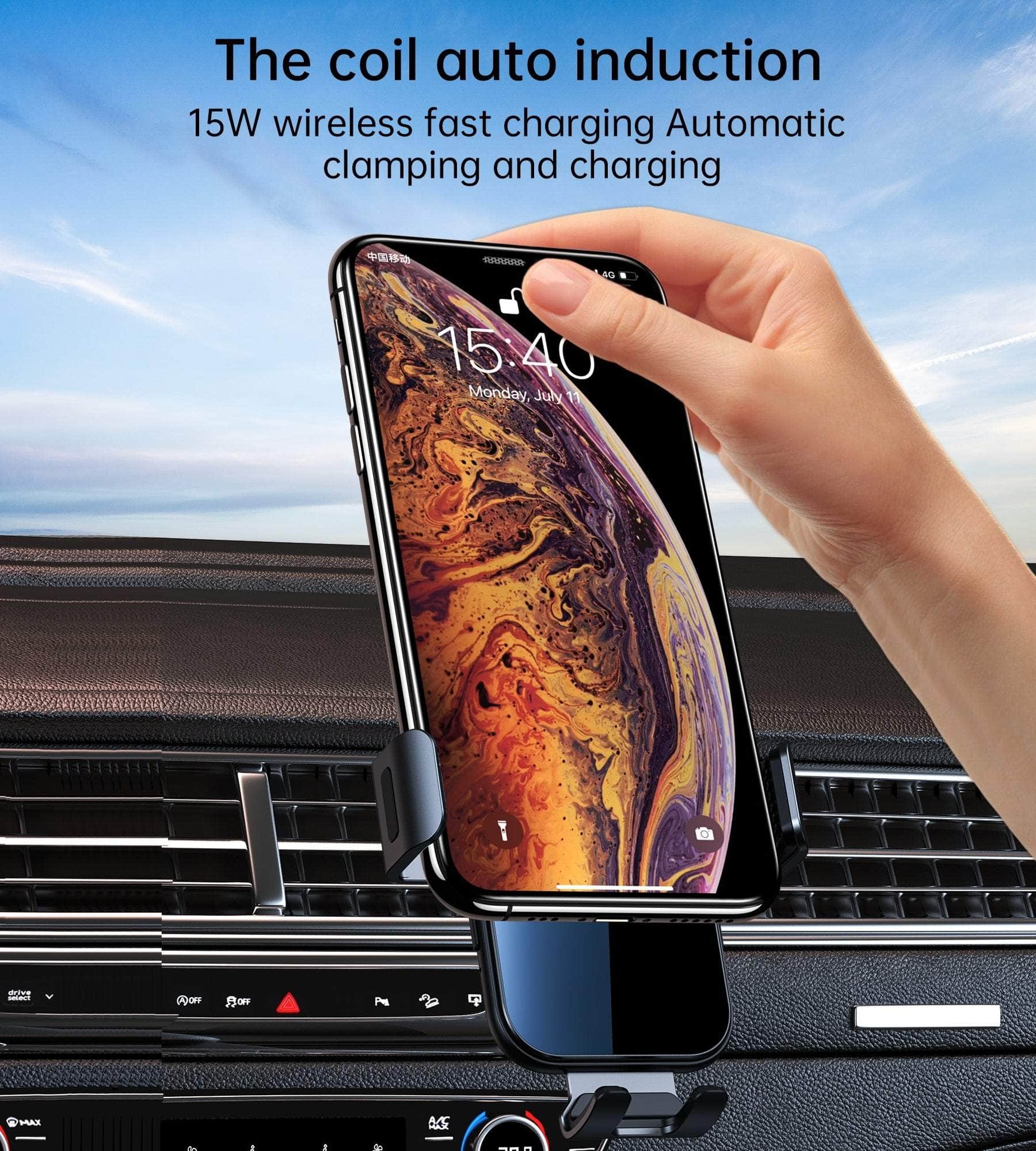 T202-F Fast Wireless Charging Car Dock