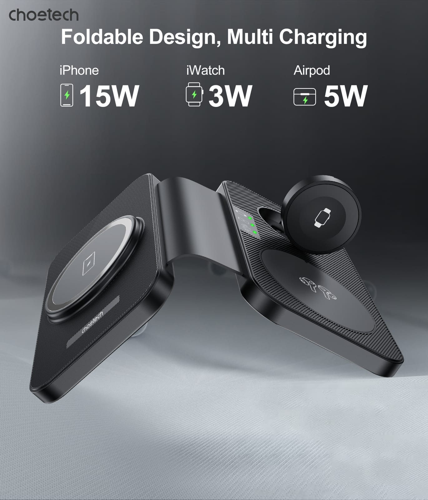 3in1 Magnetic Foldable Wireless Charger Black | Phone Chargers - photo 13