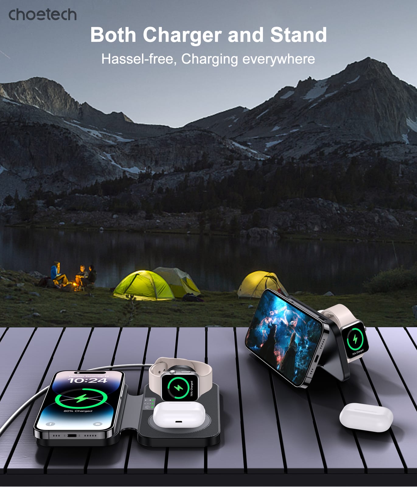 3in1 Magnetic Foldable Wireless Charger Black | Black colour - photo 14
