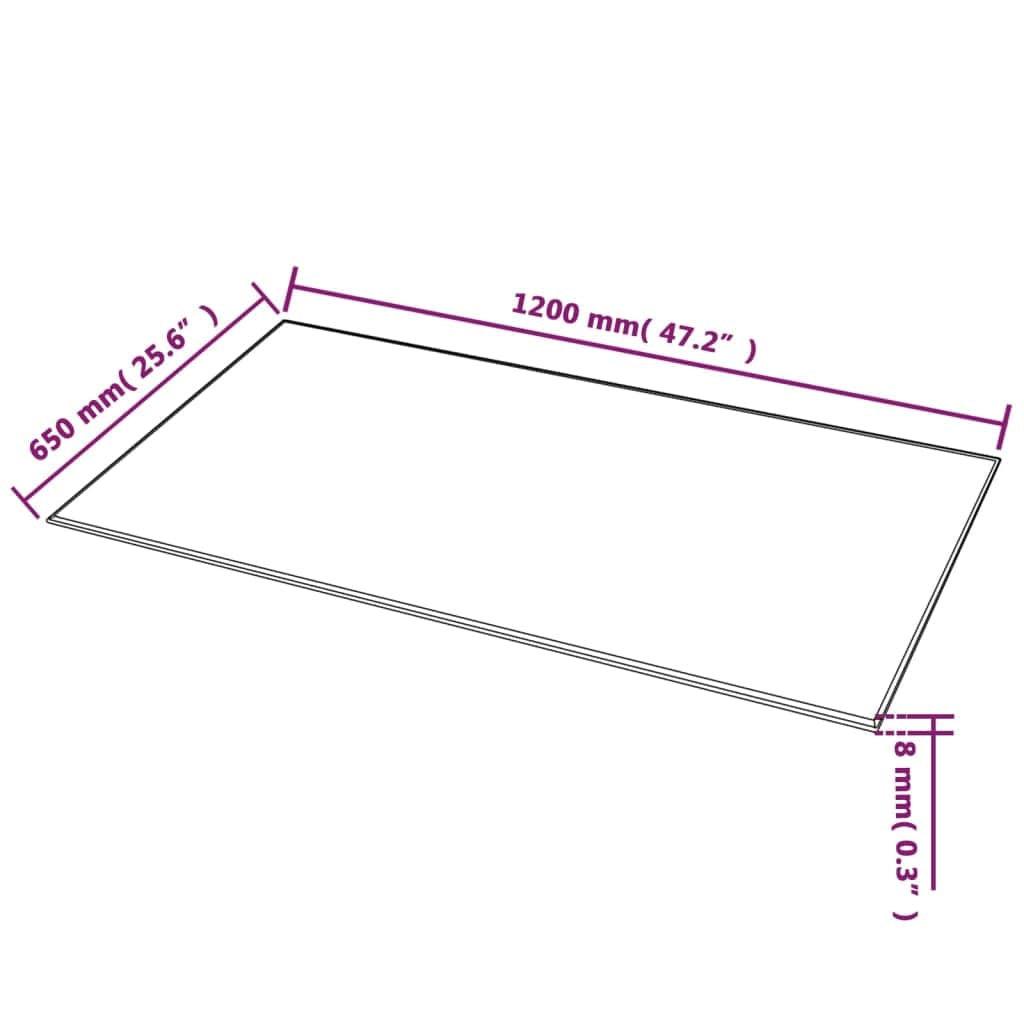 Table Top Tempered Glass  Rectangular