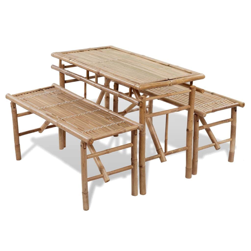 Table with 2 Benches 100 cm Bamboo - Simple deals