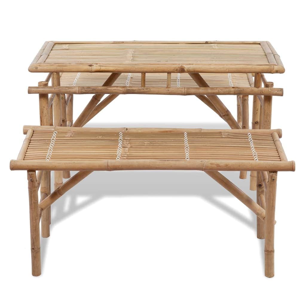 Table with 2 Benches 100 cm Bamboo - Simple deals