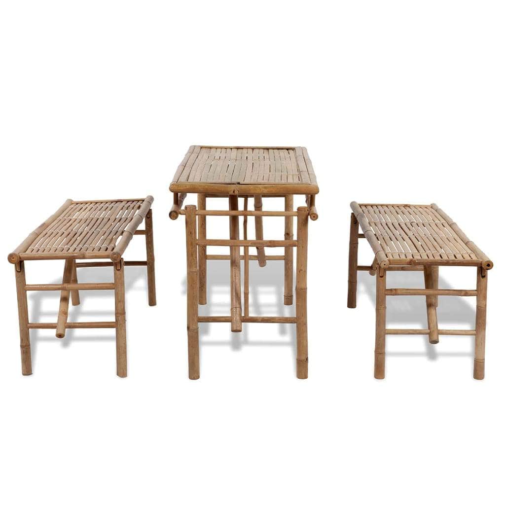 Table with 2 Benches 100 cm Bamboo - Simple deals
