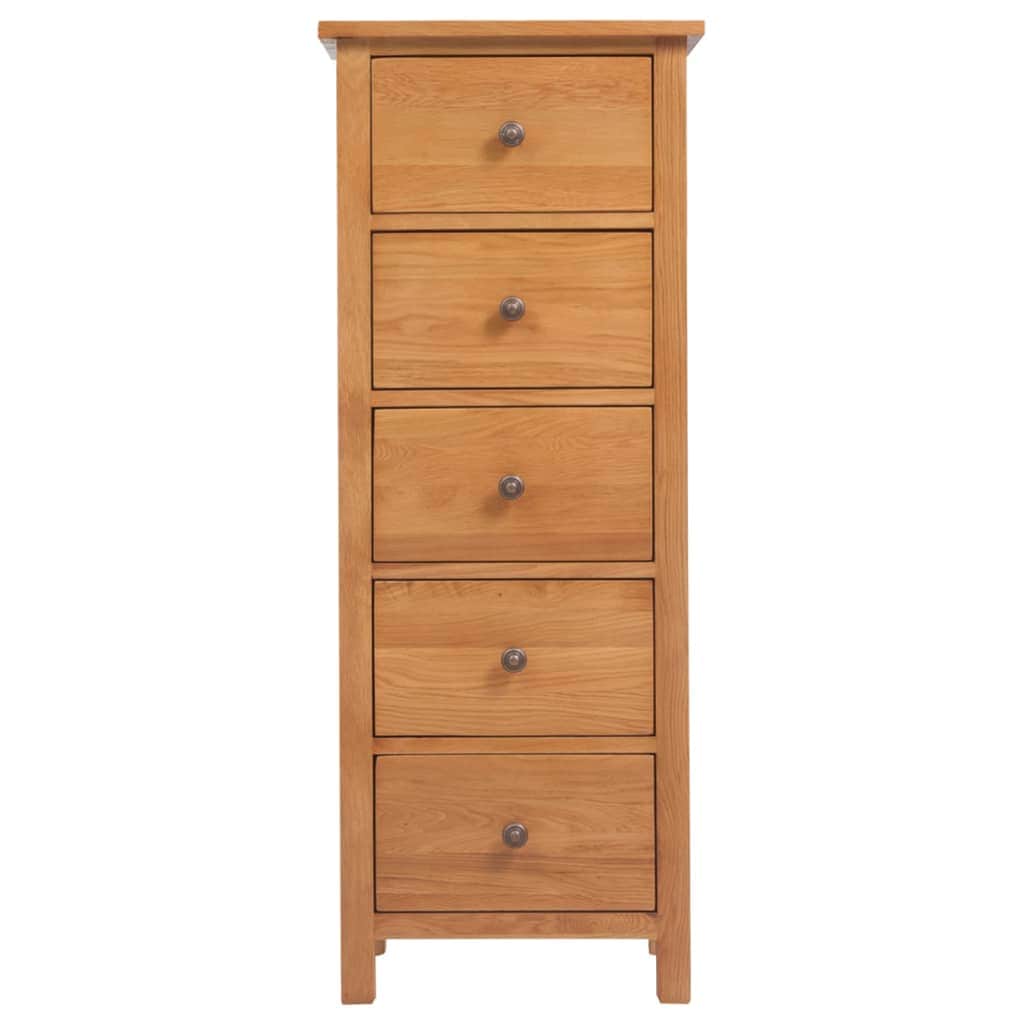 Tall Chest 5 Drawer Solid Oak Wood Storage Cabinet Organizer