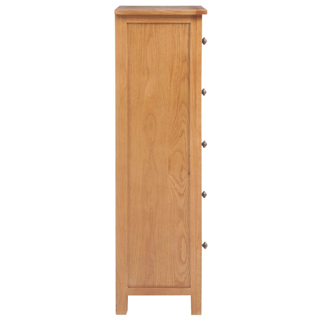 Tall Chest 5 Drawer Solid Oak Wood Storage Cabinet Organizer