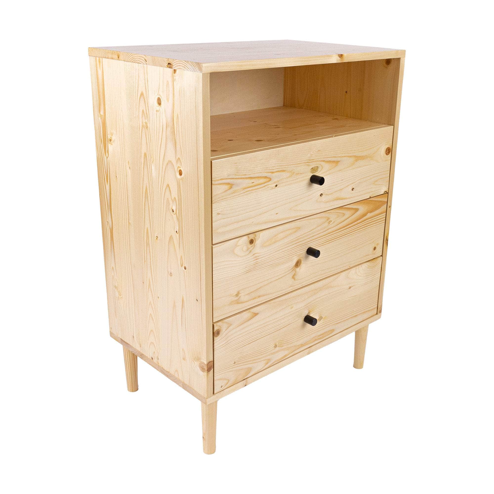 Tallboy 3 Chest Of Drawers Solid Pine Wood Bed Storage Cabinet