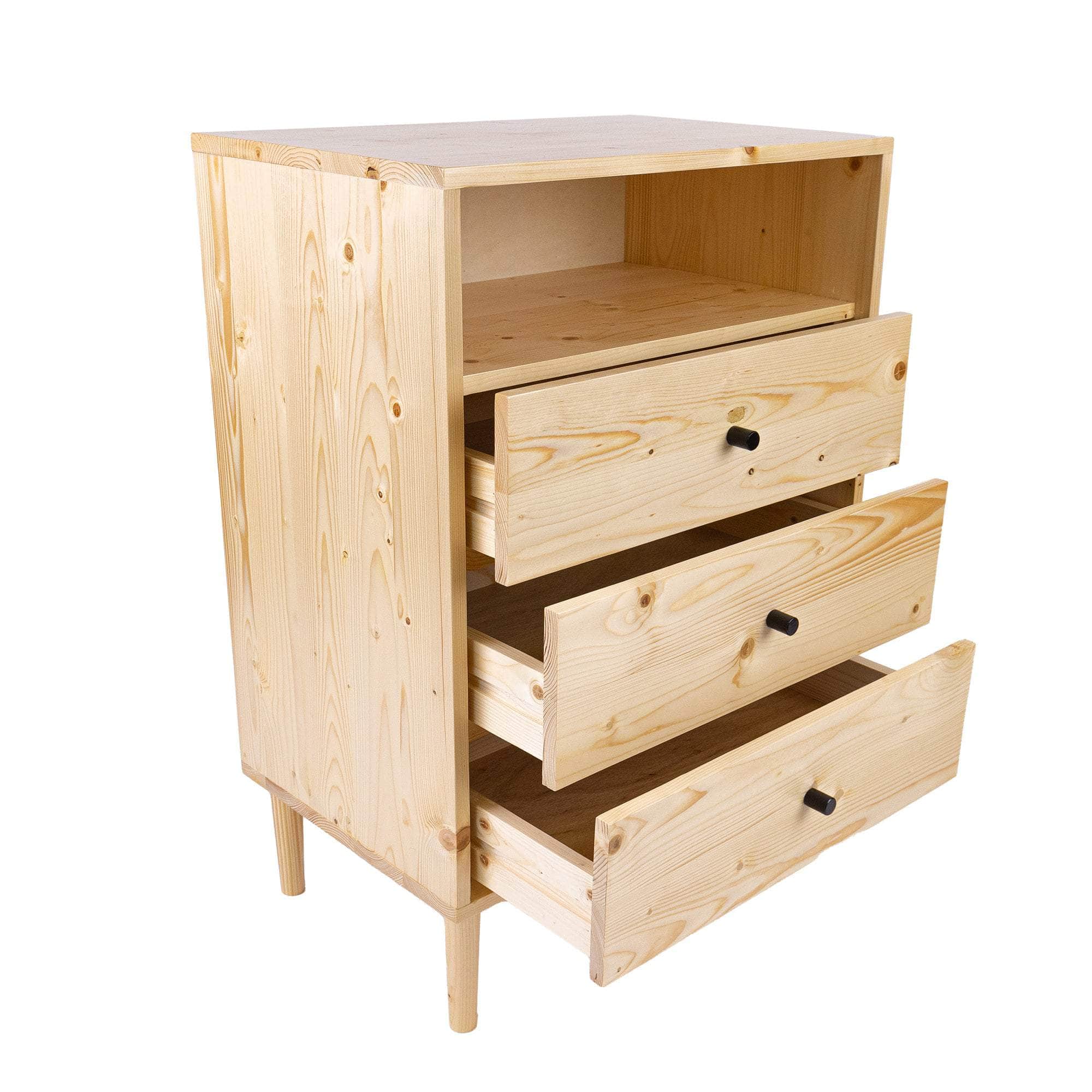 Tallboy 3 Chest Of Drawers Solid Pine Wood Bed Storage Cabinet