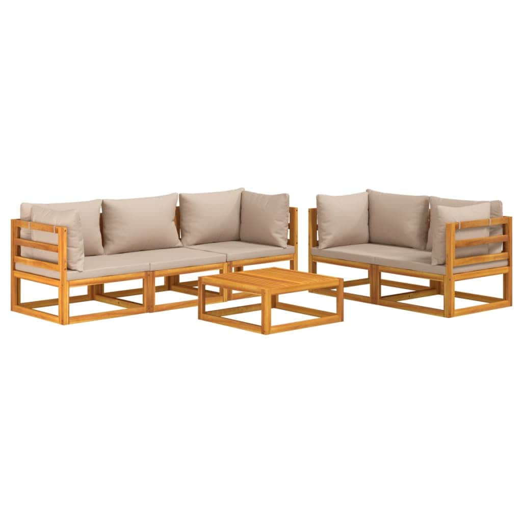 Taupe Twilight Gathering: 6-Piece Solid Wood Garden Lounge Set