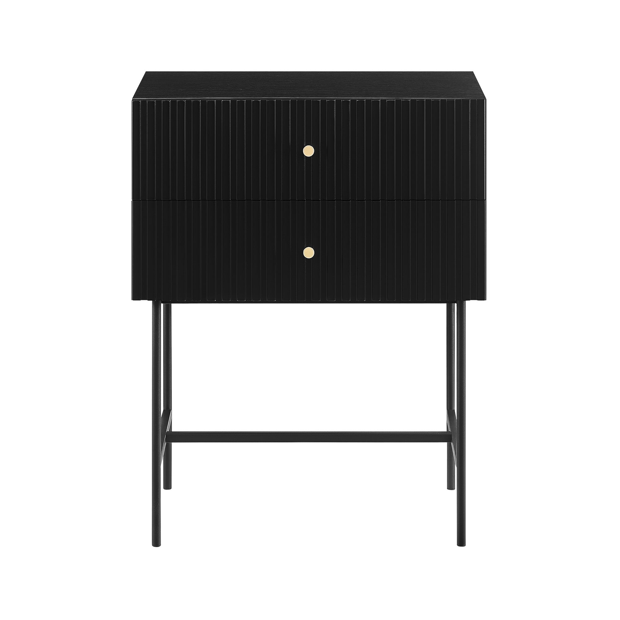 Black 2-Drawer Bedside Table 48x30x60cm