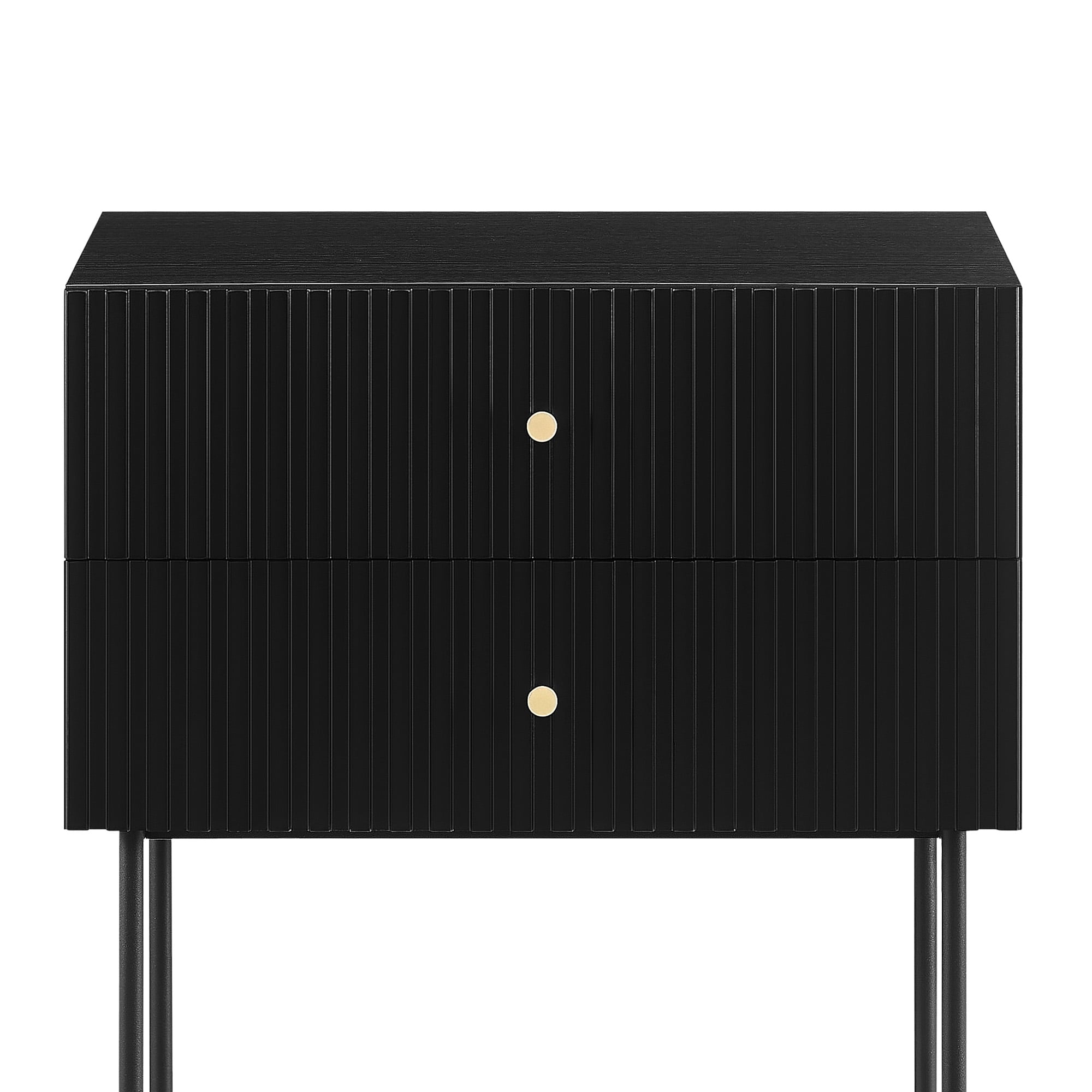 Black 2-Drawer Bedside Table 48x30x60cm