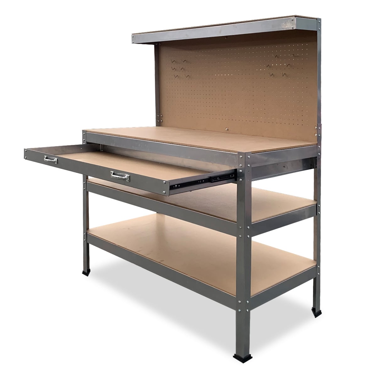 Work Bench Silver Tool Storage 120x60x155cm