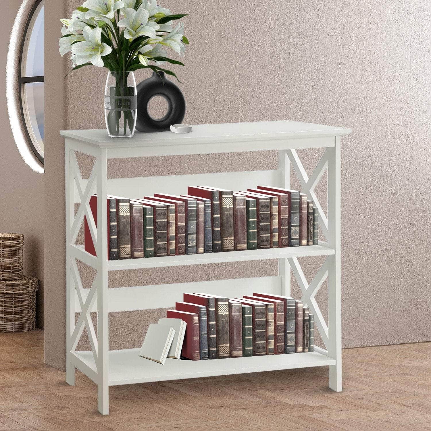 3-Tier Bookshelf - White, living > indoor furniture