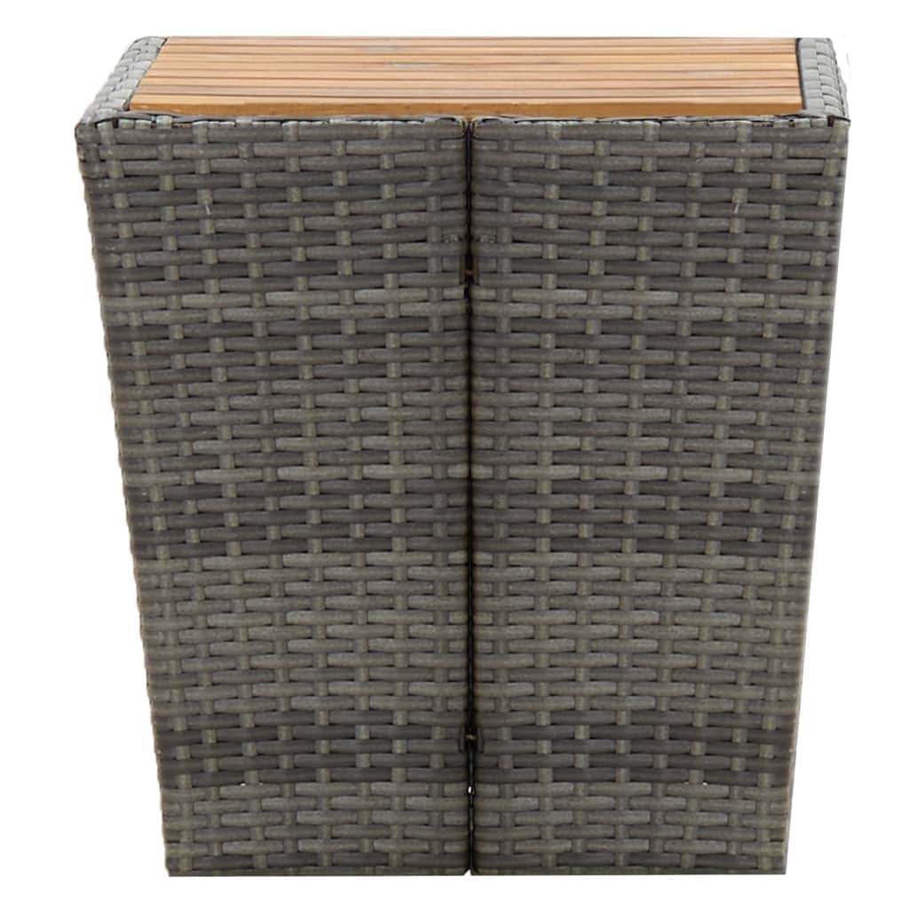 Tea Table Grey Poly Rattan and Solid Acacia Wood