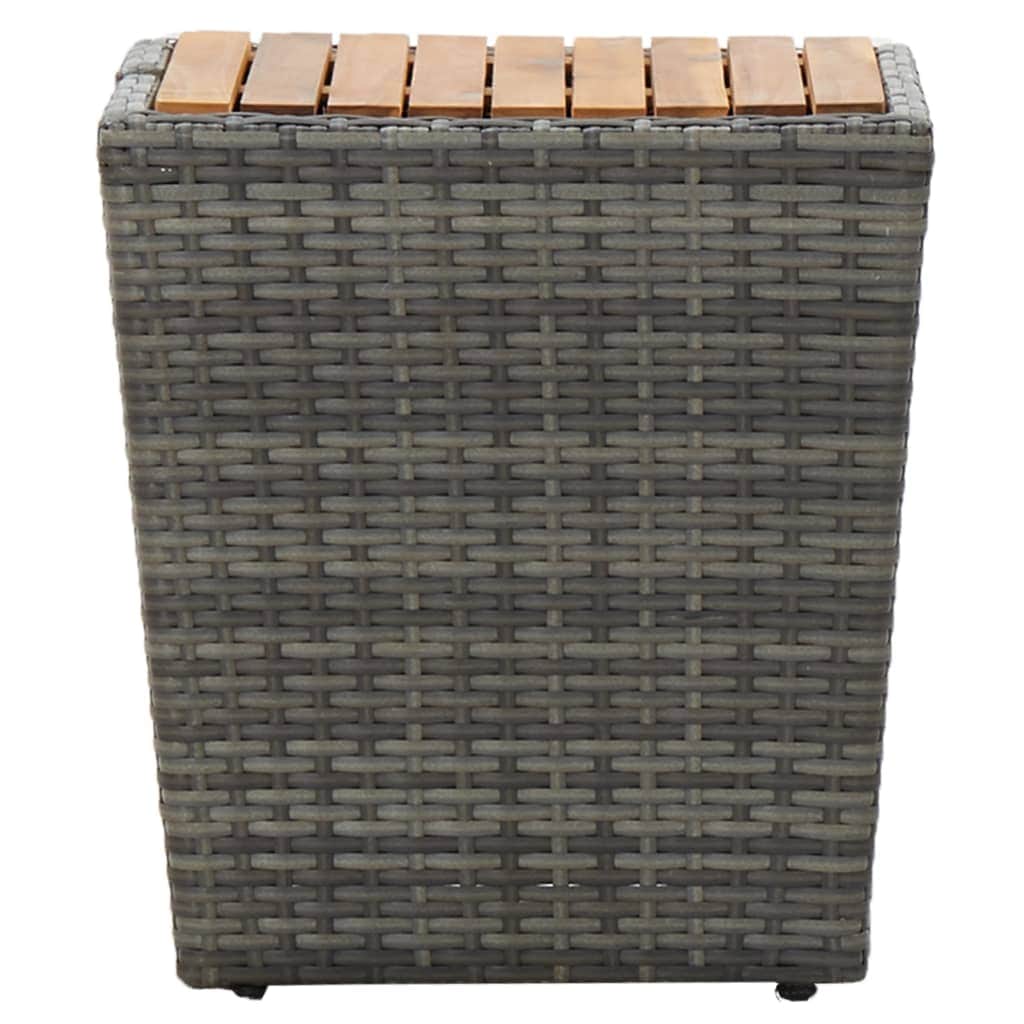 Tea Table Grey Poly Rattan and Solid Acacia Wood