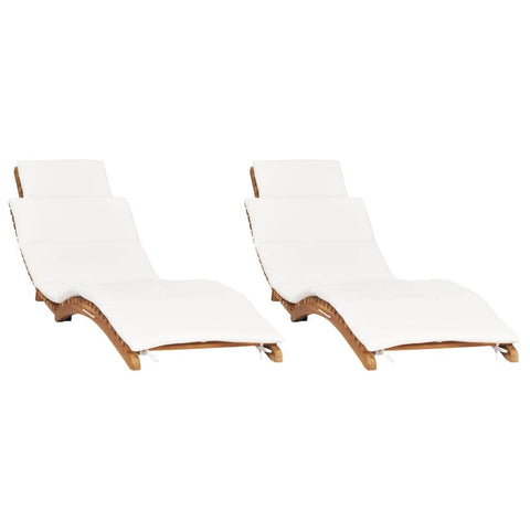 Teak Tranquility: 2-Piece Sun Loungers with Plush Cushions
