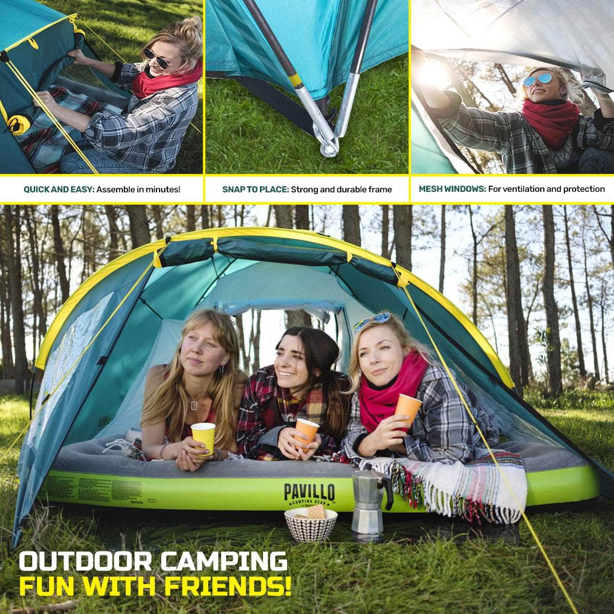 Tent 3-Person UV Protected Double Layered Carry Bag Pegs 2.4m