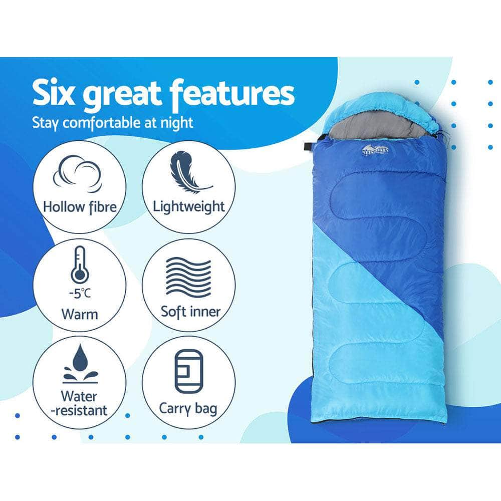 Thermal Sleeping Bag for Kids, 172cm - Ideal for Camping and Hiking - Blue Color