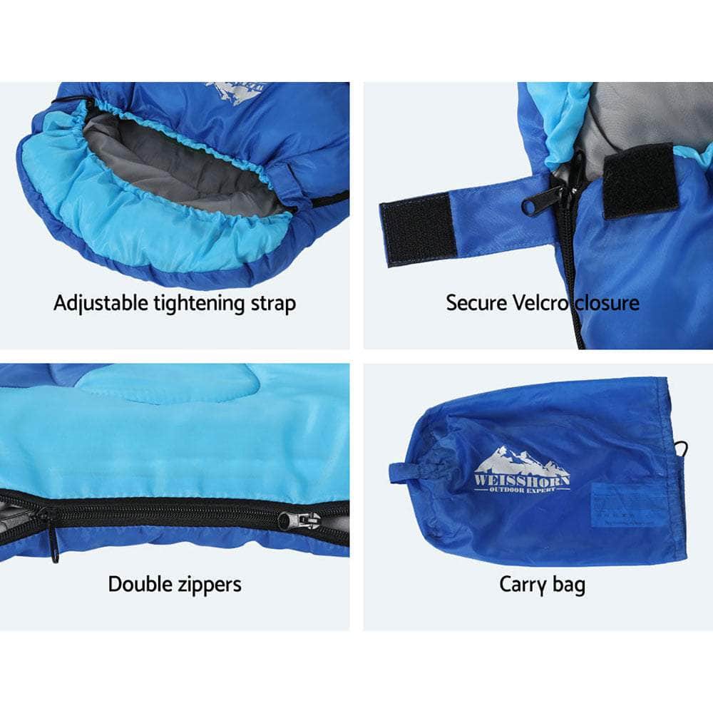 Thermal Sleeping Bag for Kids, 172cm - Ideal for Camping and Hiking - Blue Color
