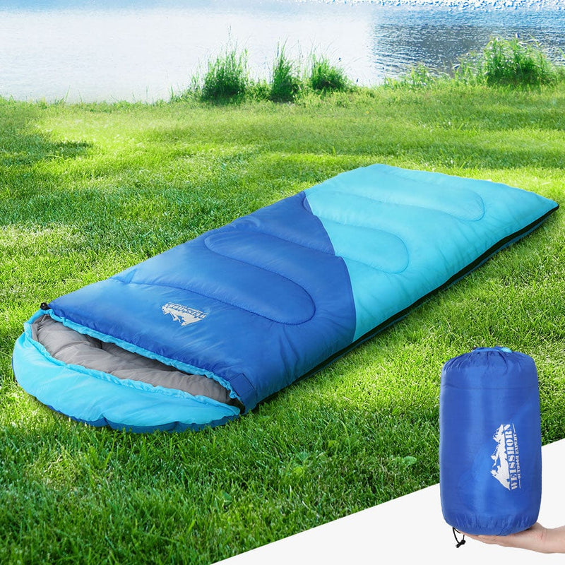 Sleeping Bag Kids Single 172Cm Thermal Camping Hiking Blue | Sleeping Bags