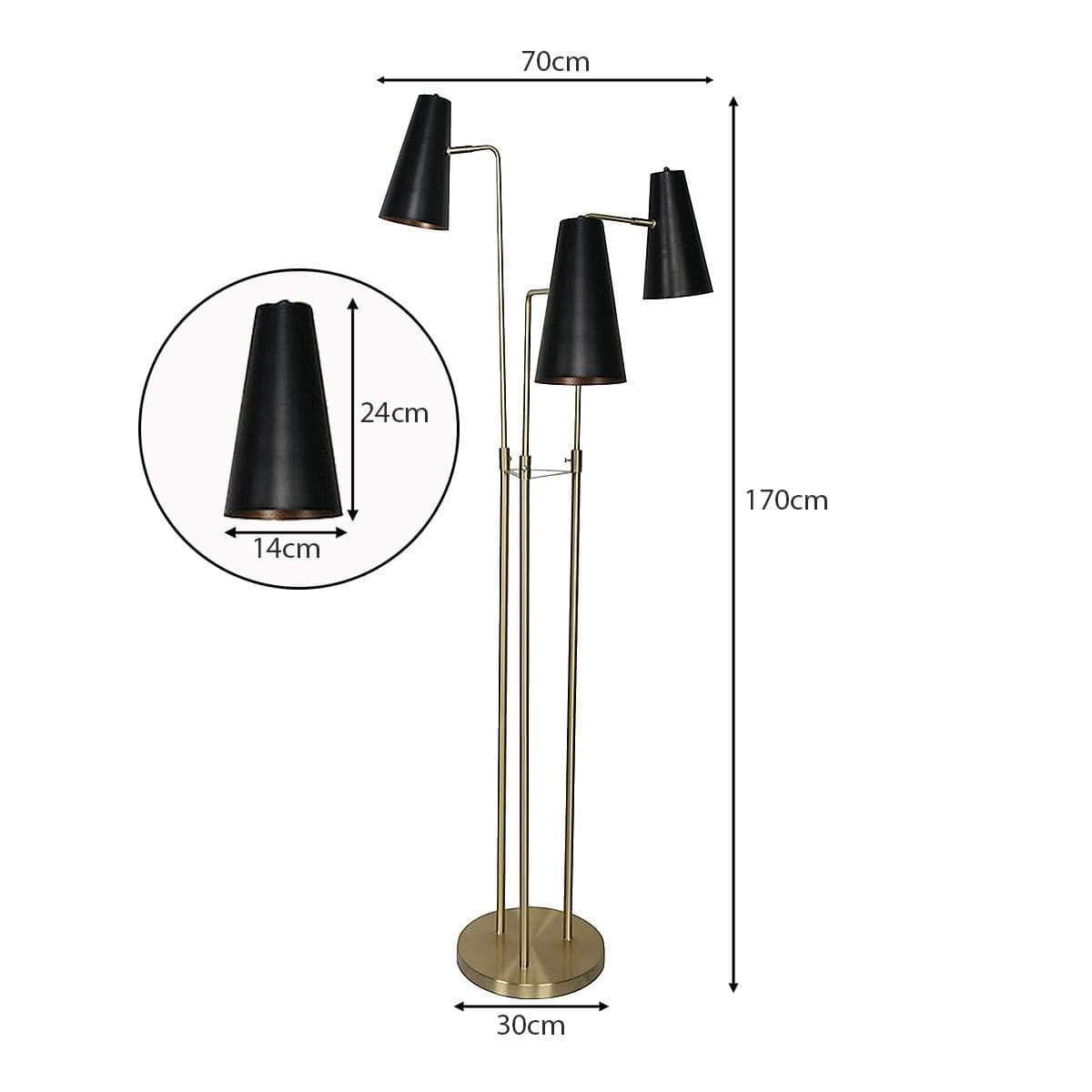 Metal finish - Three Metal Shade Floor Lamp