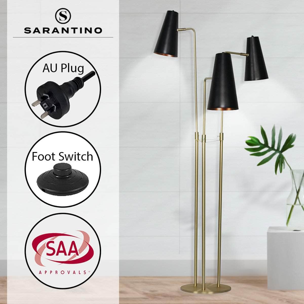 Three Metal Shade Floor Lamp with Metal finish