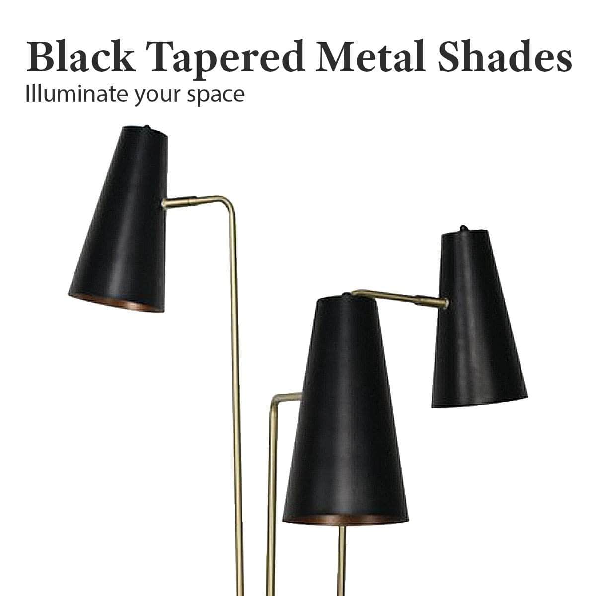 Three Metal Shade Floor Lamp, Metal finish
