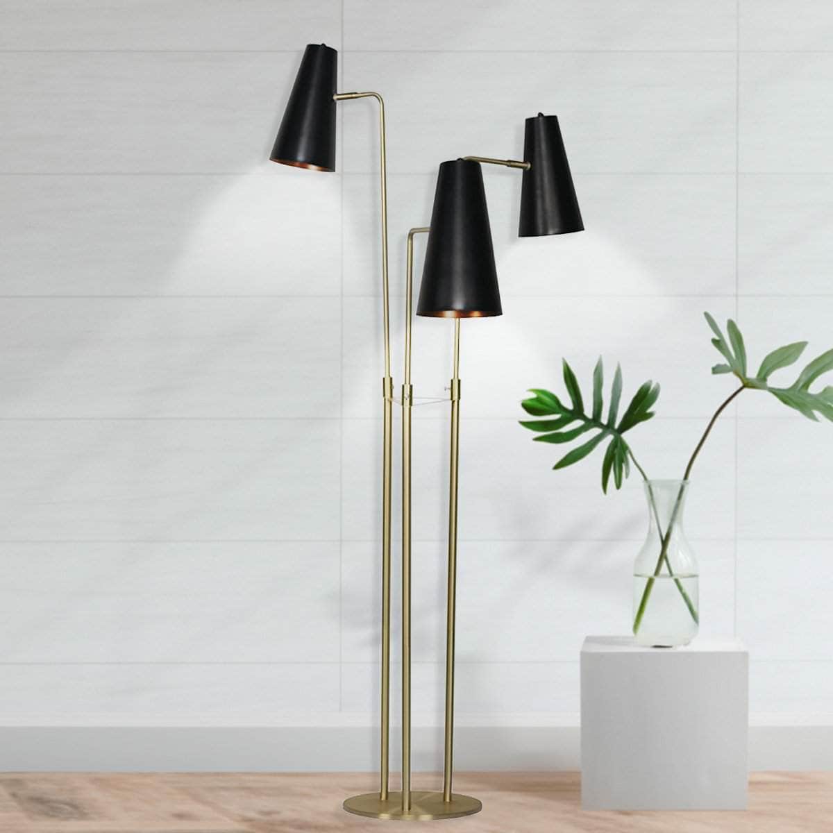 Three Metal Shade Floor Lamp - Metal finish
