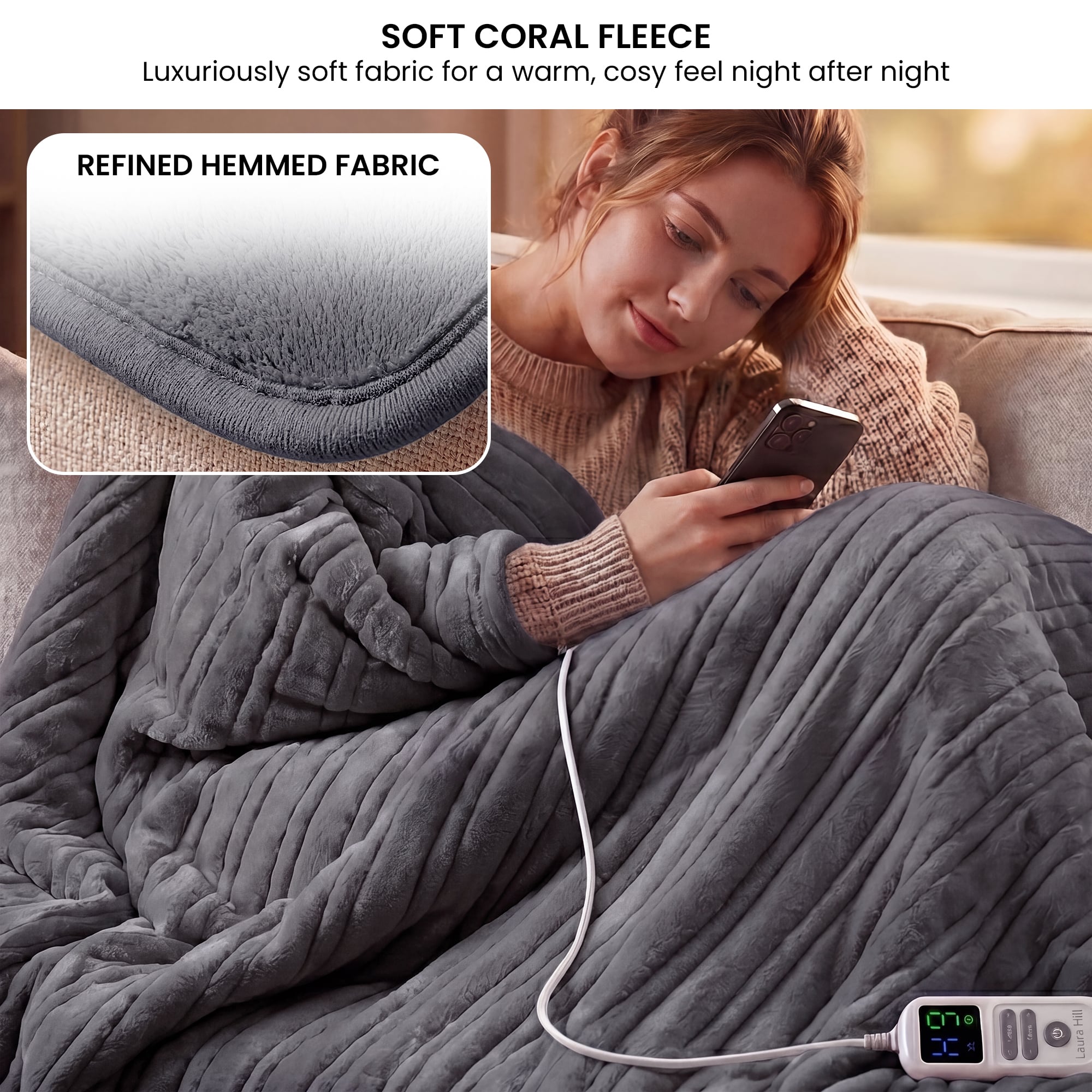 Electric Heated Blanket Throw 200x180cm 10 Settings | Simpledeals